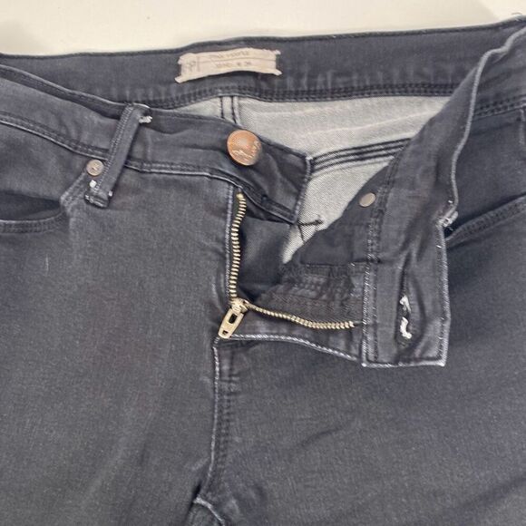 Free People Slim Mid-Rise Black Jeans Stretch Cropped 26 - Picture 4 of 14